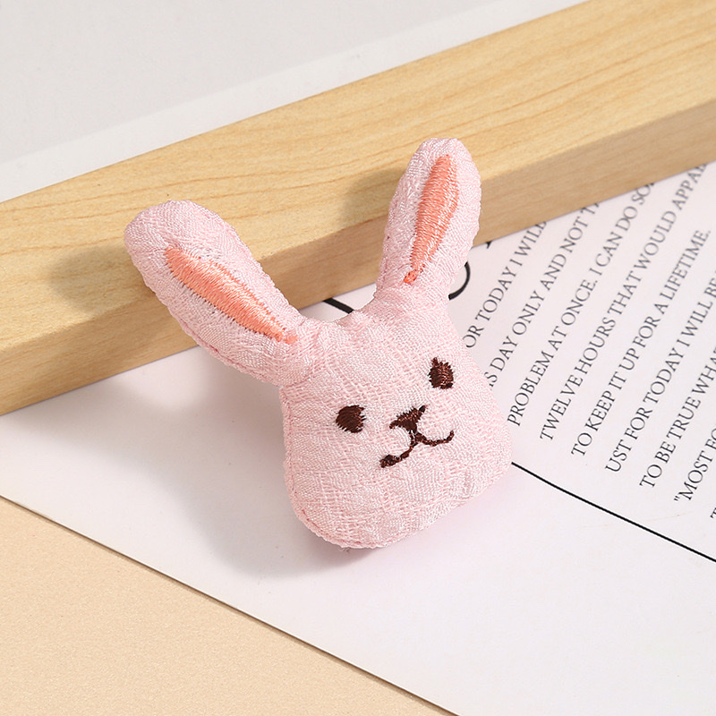 Accessories, cartoon bubble cloth, embroidered face, rabbit head, children's clothing accessories, brooches, hairpins, hair clips, fabric accessories wholesale details Picture