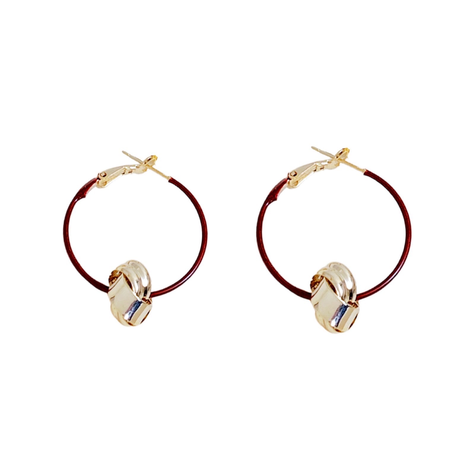 Retro Hong Kong-style glazed ring earrings, the same style as Tan Songyun's s925 silver needle earrings, with a fashionable and stylish design detail image 6