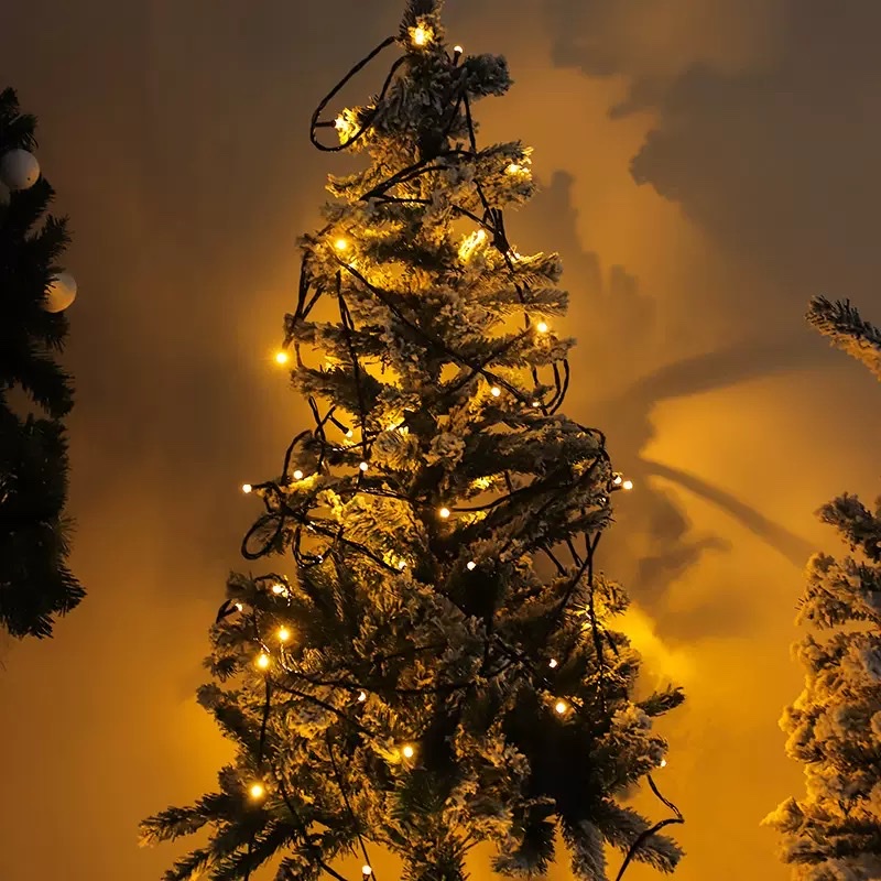 LED彩灯六角卷盘50米装饰黑线灯串户外露营满天星氛围灯产品图