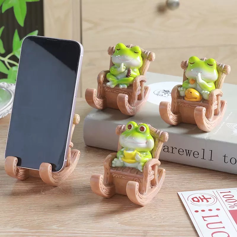 New frog rocking chair, cute animal phone stand, desktop office creative gift, home decoration small ornament