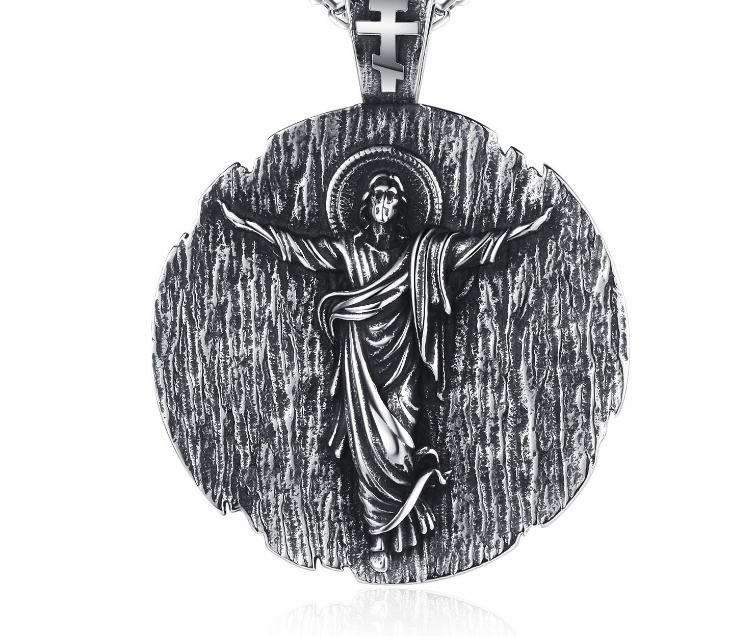 Temu跨境新款热销钛钢神圣天使耶稣项链宗教风祈祷圣诞礼物批发不锈钢项链