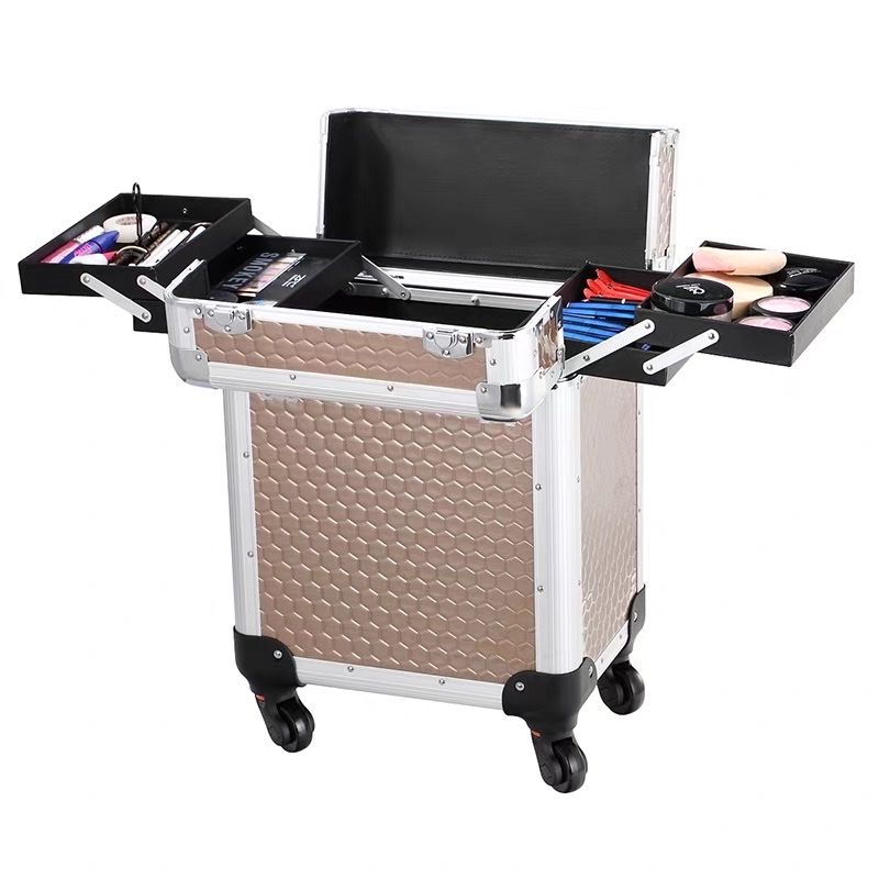 拉杆化妆箱专业跟妆师大容量多层美甲箱纹绣工具箱收纳带锁多功能细节图