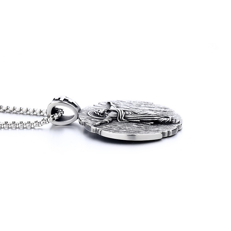 Temu cross-border new best-selling titanium steel Holy Angel Jesus necklace Religious prayer Christmas gift wholesale stainless steel necklace detail image 3