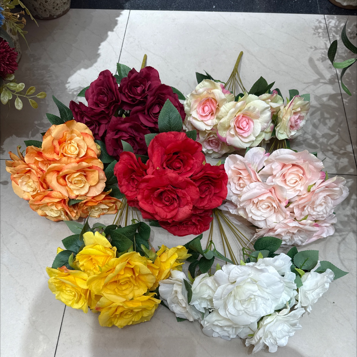 9 artificial flowers, plastic flower bouquets, interior decoration, artificial flower arrangement, home decoration items, artificial flowers detail image 2