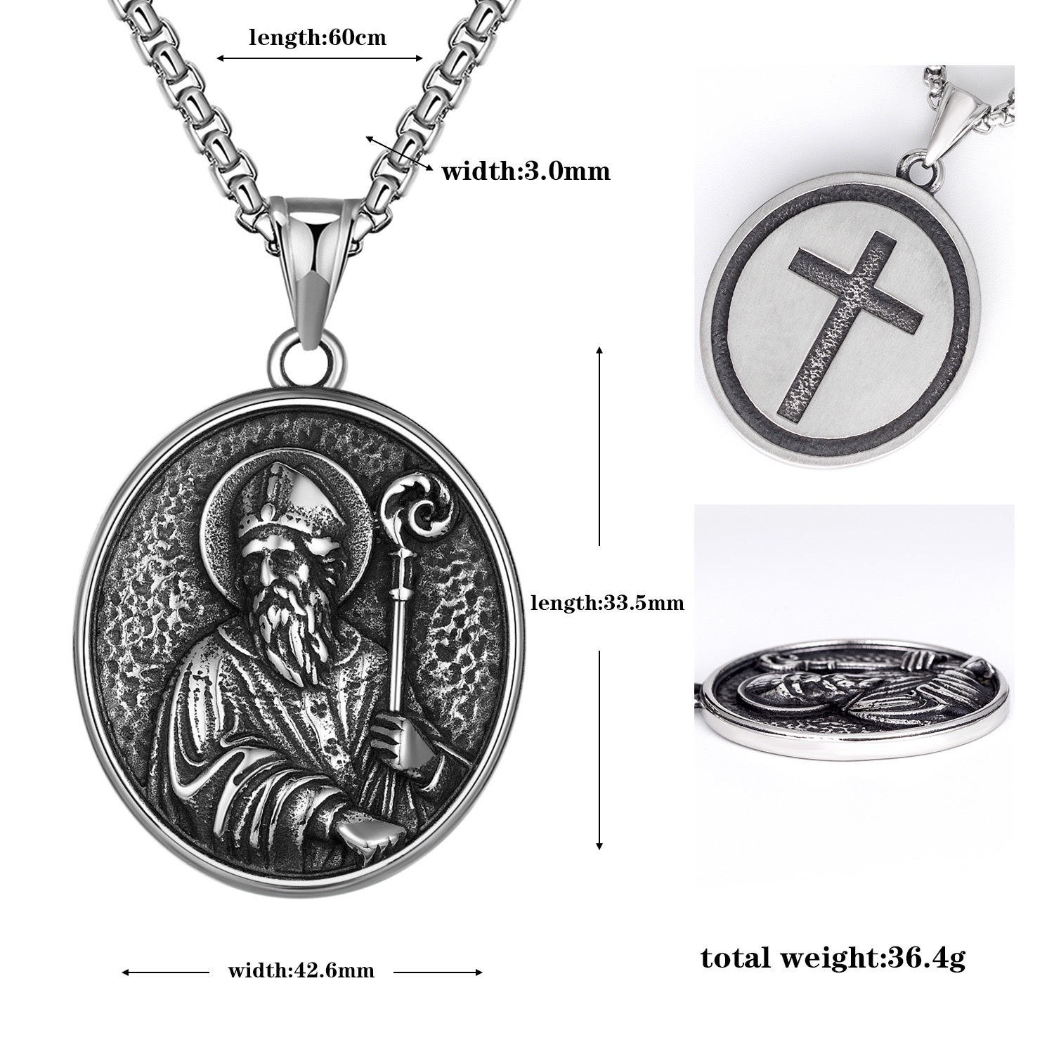 Amazon AliExpress titanium steel export, European and American Jesus and Virgin Mary pendant, men's stainless steel necklace wholesale, stainless steel necklace Specification image