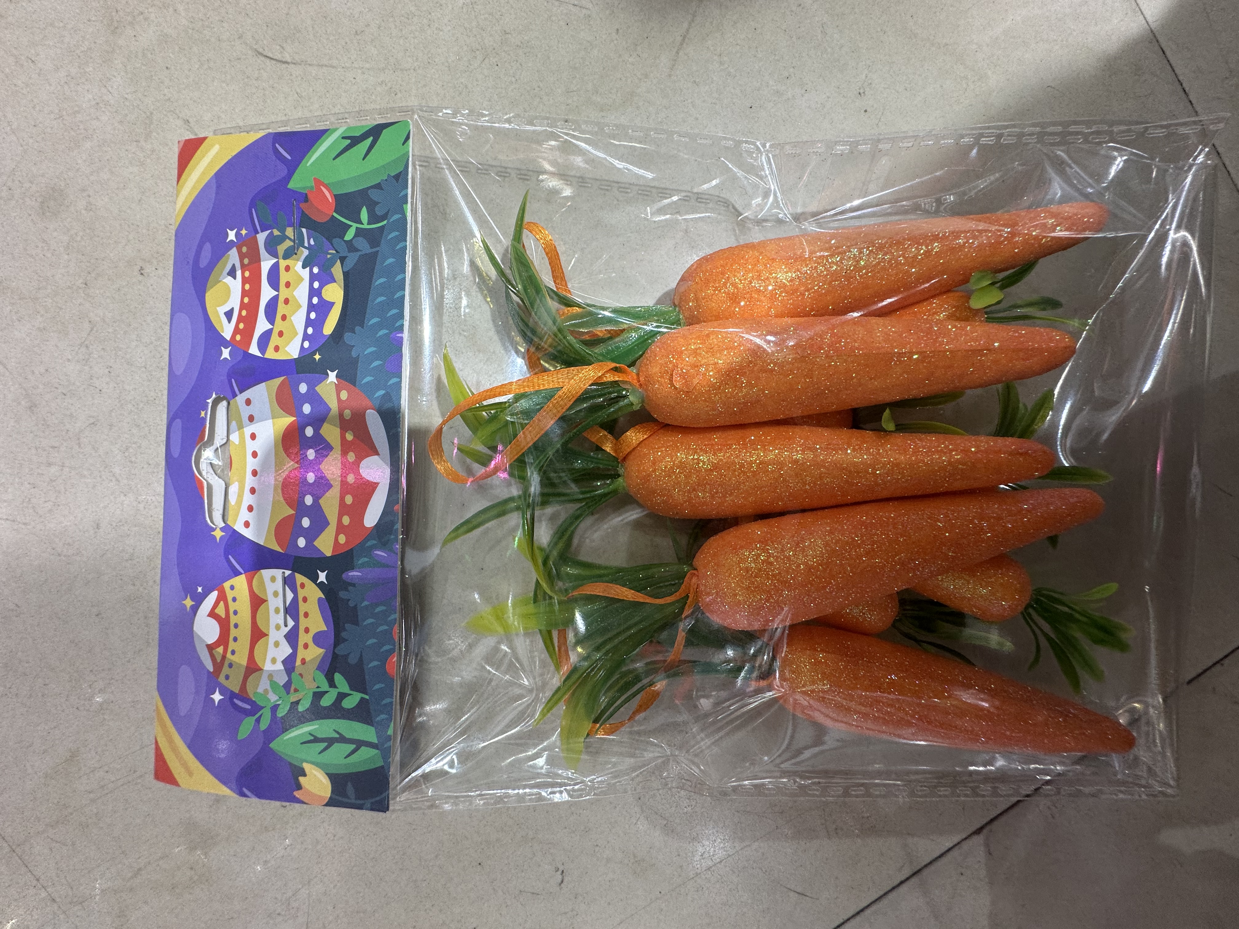 现货  7cm14cm亮粉带绳胡萝卜亚马逊跨境热销  复活节派对泡沫装饰