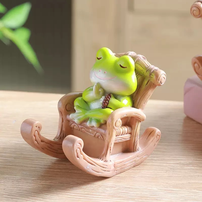 New frog rocking chair, cute animal phone stand, desktop office creative gift, home decoration small ornament details Picture