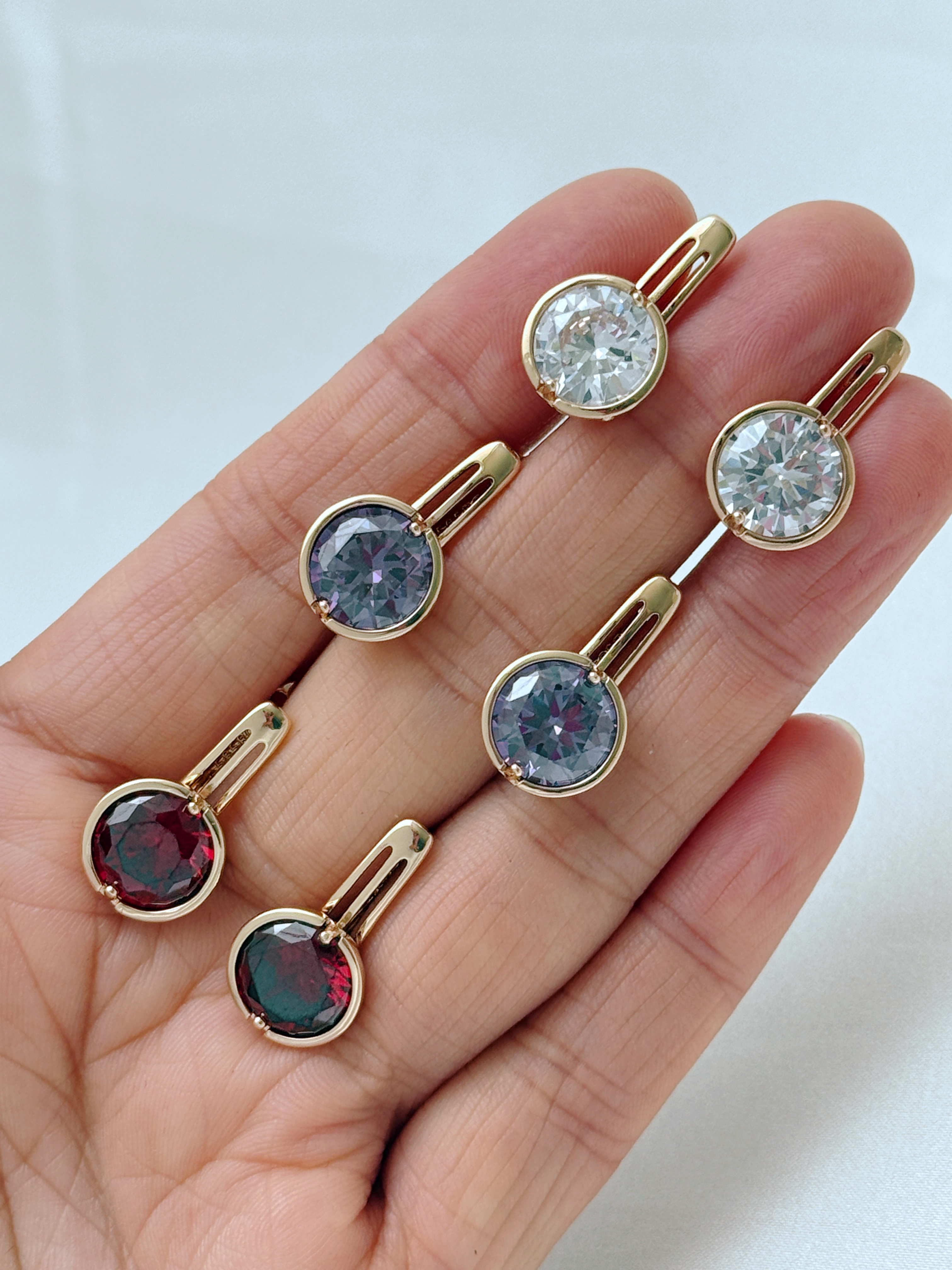 Gulkina Zircon jewelry, multi-color Sudan stone color earrings, retro light luxury European and American fashion micro-inlaid accessories wholesale