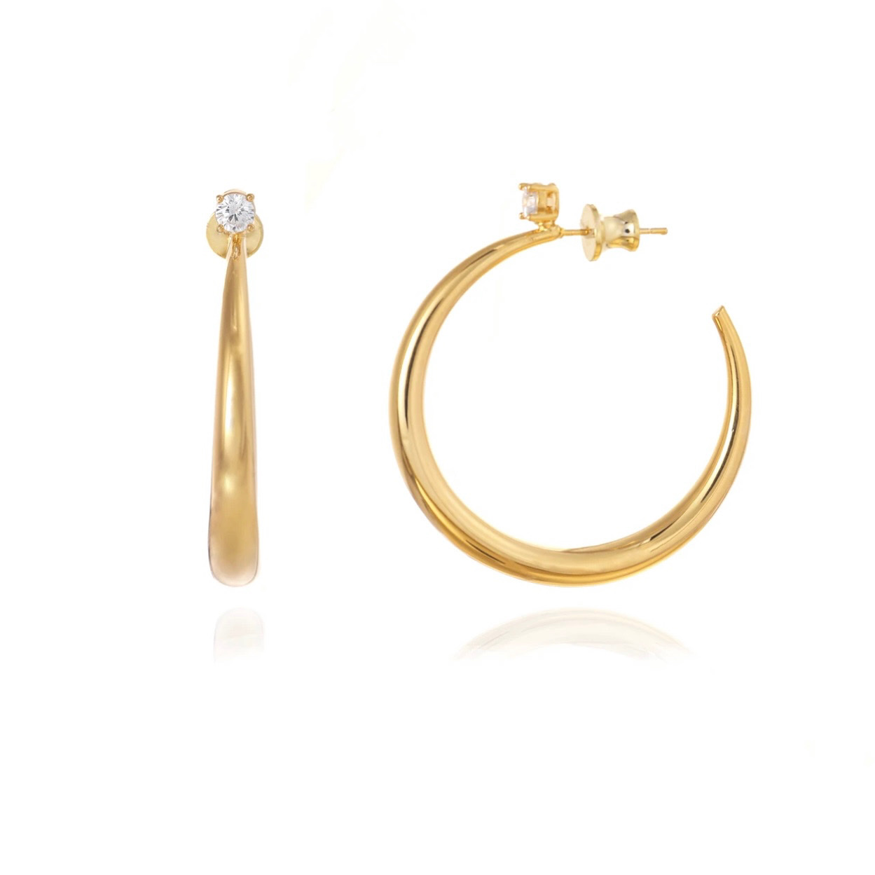The 2025 new copper alloy earrings exude a sense of high-end and individuality. The plain hoop earrings are elegant and stylish. The two pairs are exaggerated and high-end stud earrings detail image 4