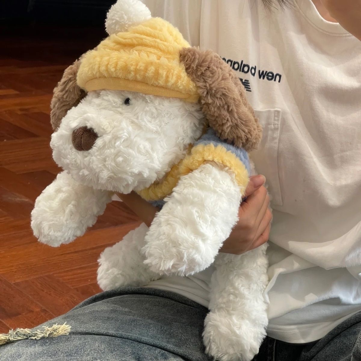 Cute and adorable plush toy with a dressing dog, super soft and cute doll, soothing doll, birthday gift for girls and children Specification image