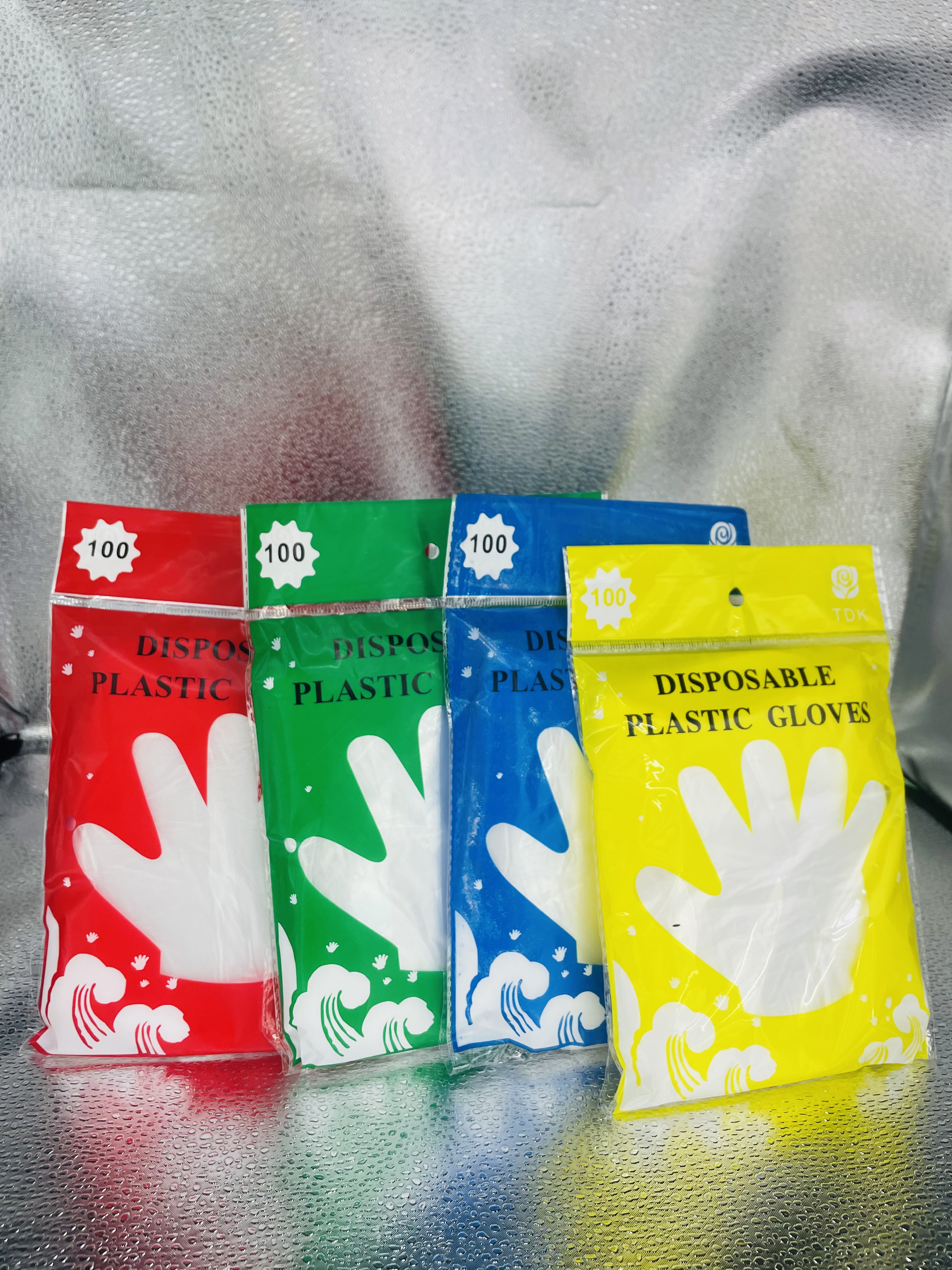五色包装袋，内白一次性手套100pcspe手套一次性手套