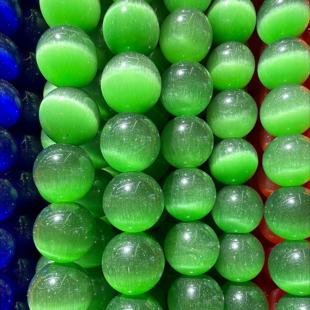 手串DIY材料塑料珠子 猫眼珠子光泽鲜艳 串珠手工制作必备 宝宝益智玩具珠子猫眼珠子细节图