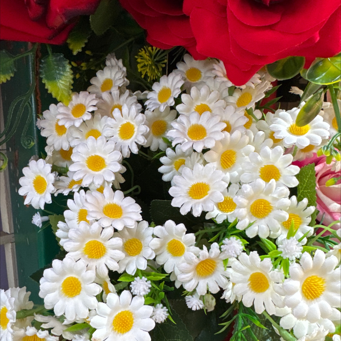 18头小白菊仿真花河北春天花园要掃墓用的塑膠花仿真花硅胶人造花