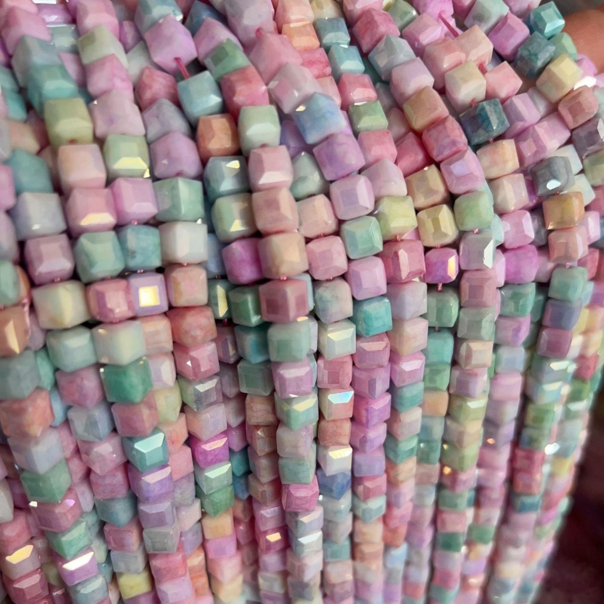 4mm水染方珠玻璃水晶珠串珠方糖散珠手工diy手链项链配饰饰品配件 详情图2