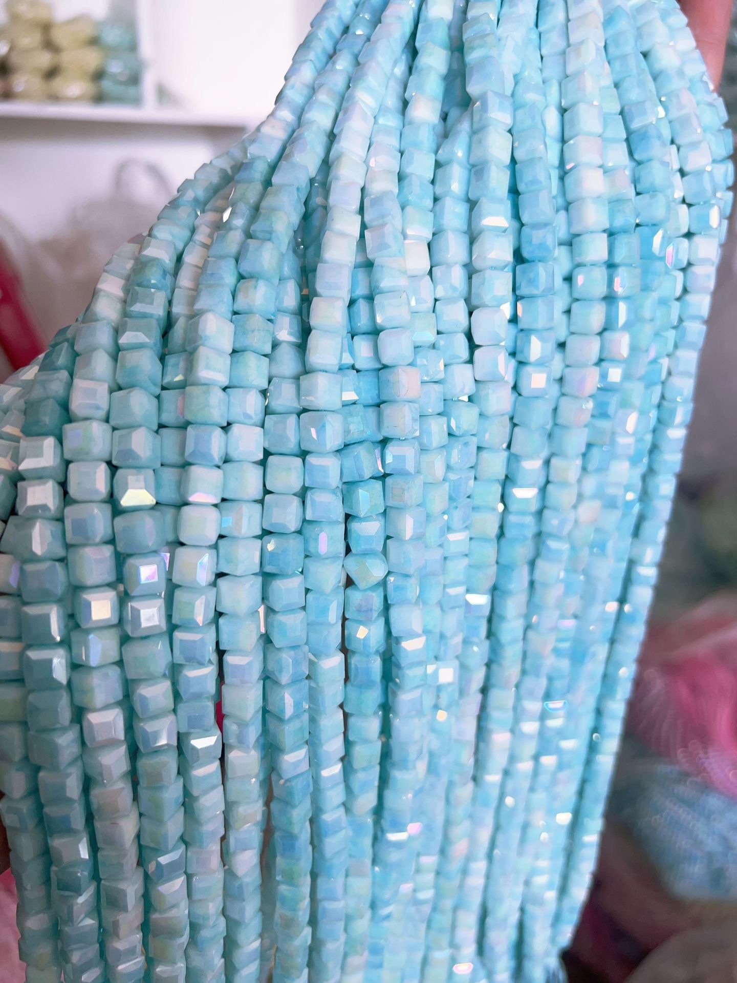 4mm水染方珠玻璃水晶珠串珠方糖散珠手工diy手链项链配饰饰品配件 详情图11