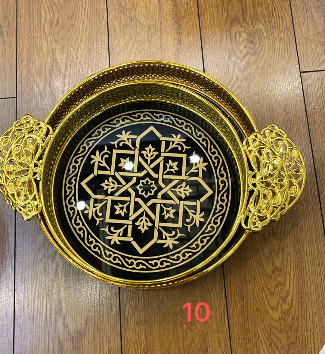 出口商品，铁艺工艺品，每箱12套，彩盒包装，民族风干果盘马口铁印花托盘收纳盘定制铁艺玻璃盘子托盘，居家日用，公共场所等都