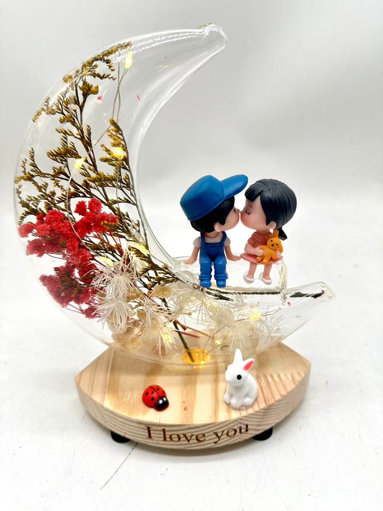 XYS-24-1月亮情侣🧑‍🤝‍🧑小台灯玻璃制品白底实物图