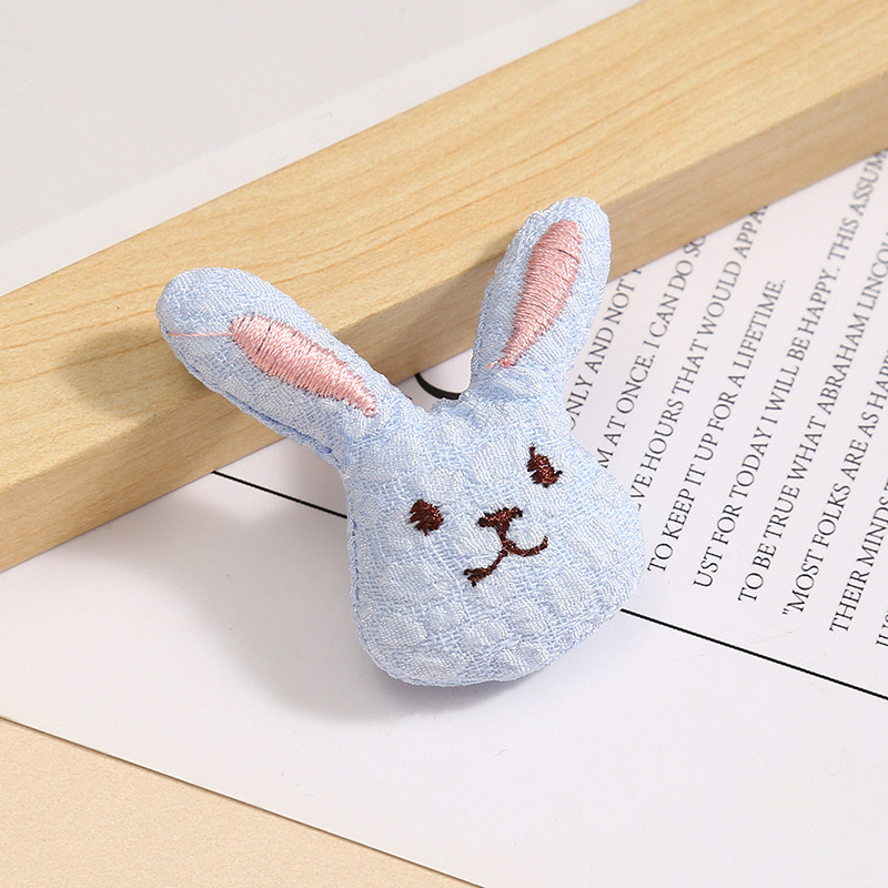 Accessories, cartoon bubble cloth, embroidered face, rabbit head, children's clothing accessories, brooches, hairpins, hair clips, fabric accessories wholesale Item Picture