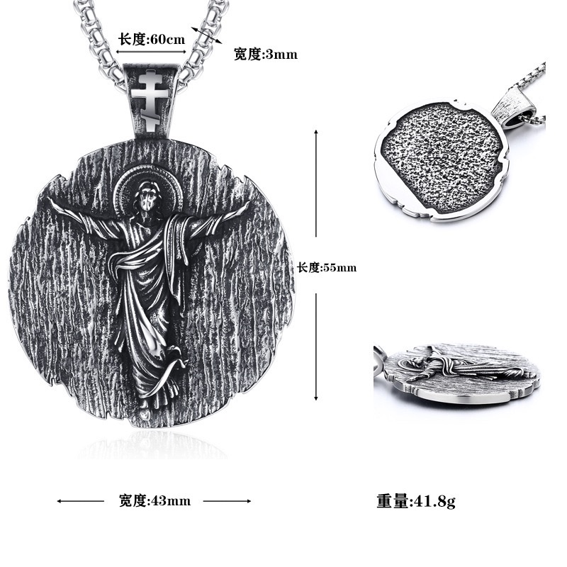 Temu cross-border new best-selling titanium steel Holy Angel Jesus necklace Religious prayer Christmas gift wholesale stainless steel necklace detail image 2
