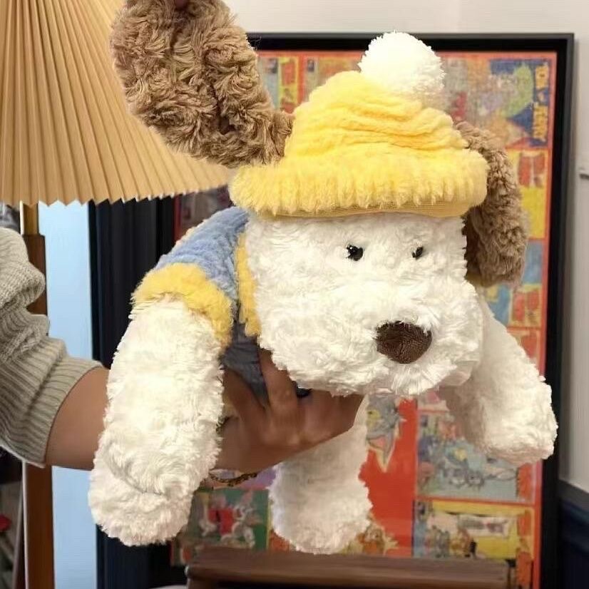 Cute and adorable plush toy with a dressing dog, super soft and cute doll, soothing doll, birthday gift for girls and children details Picture