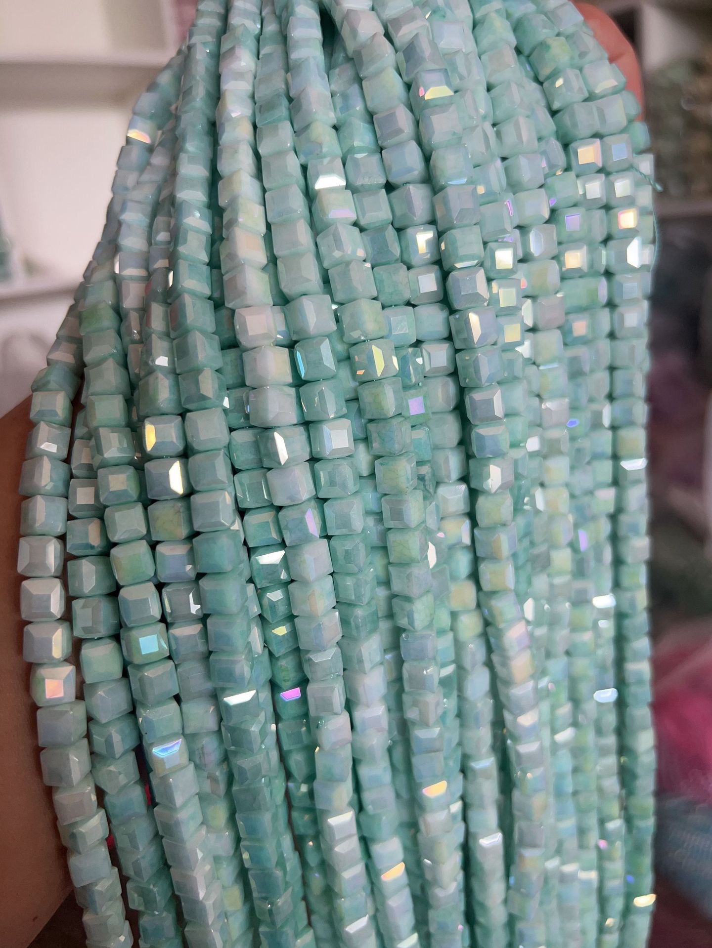 4mm水染方珠玻璃水晶珠串珠方糖散珠手工diy手链项链配饰饰品配件 详情图10