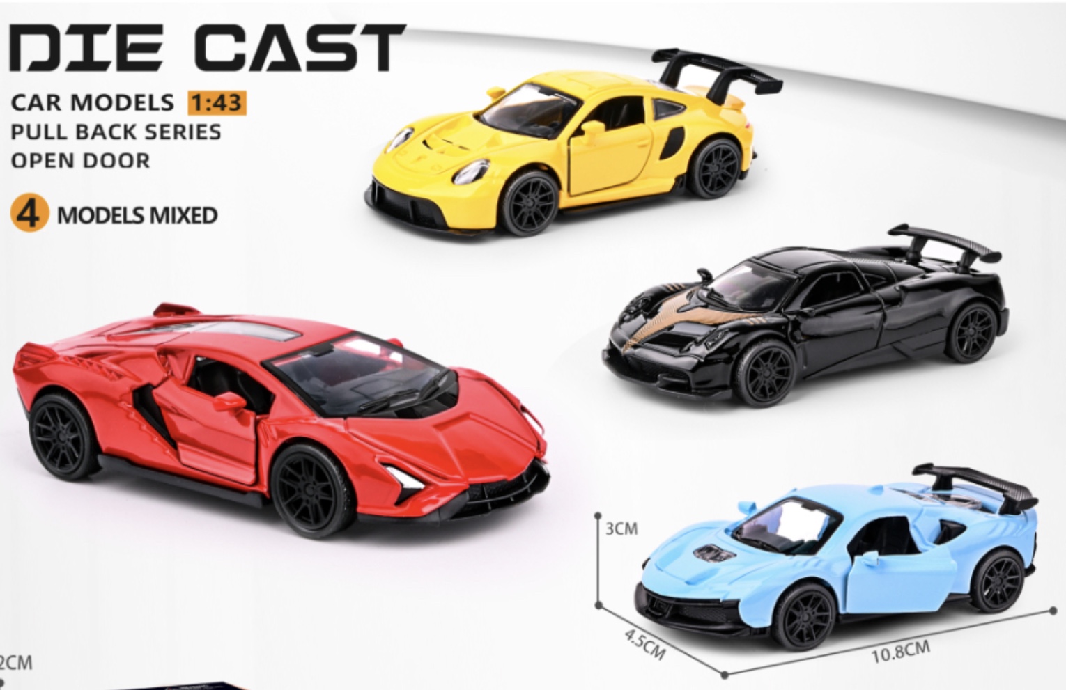 2025年新款 1:43合金车模回力 开门跑车  颜色绚丽，多个款式混详情图2