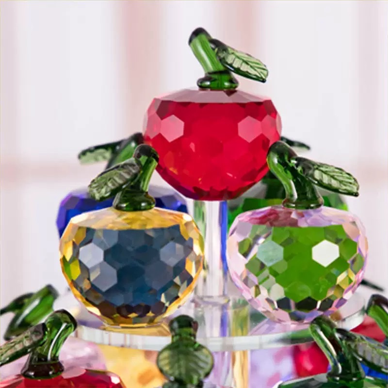 人造水晶摆件礼品 家居装饰摆件 旋转工艺品礼品苹果水果盘摆件 水晶细节图