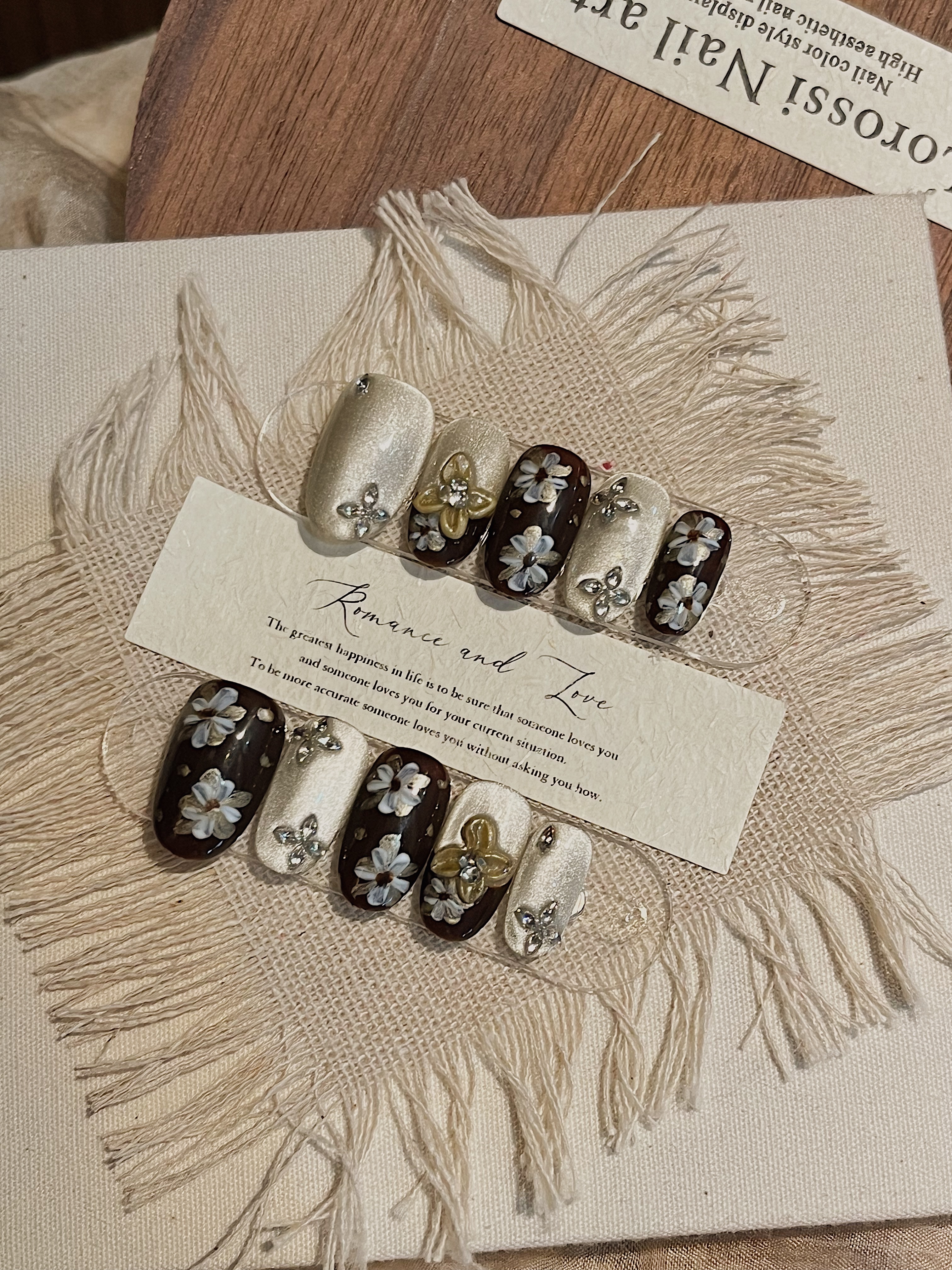 JL Glitter handcrafted wearable Armor: Shiny cat-eye small flower nail art, three-dimensional carved high-end whitening wearable armor detail image 7