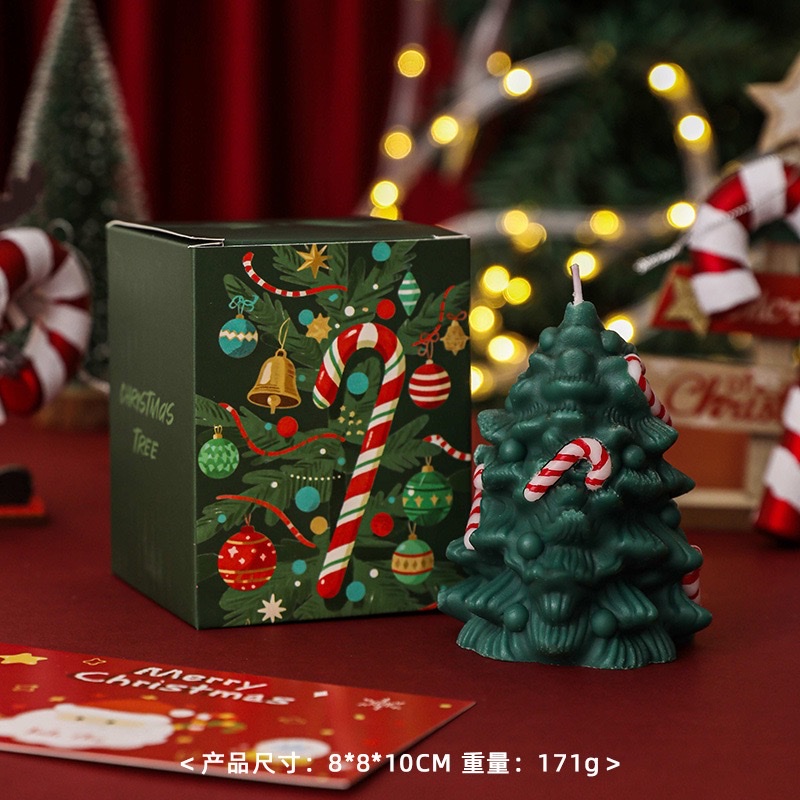 圣诞树香薰蜡烛伴手礼礼物手工香氛圣诞造型主题装饰手工香薰批发蜡烛香薰蜡圣诞派对蜡烛白底实物图