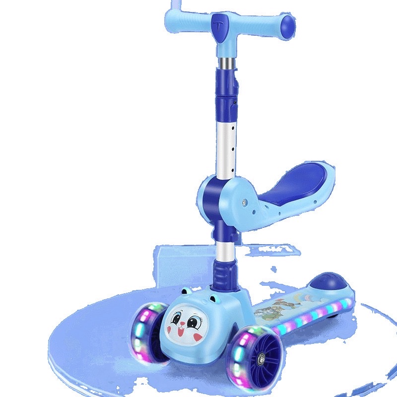 儿童滑板车2-3-6-8岁男女宝宝可坐可骑小孩单脚玩具车白底实物图