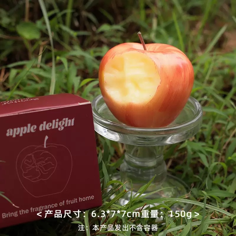 Fruit ornaments, hand-painted apple-shaped scented candles, bite into a bite of fruit, high-end creative festival gifts detail image 3