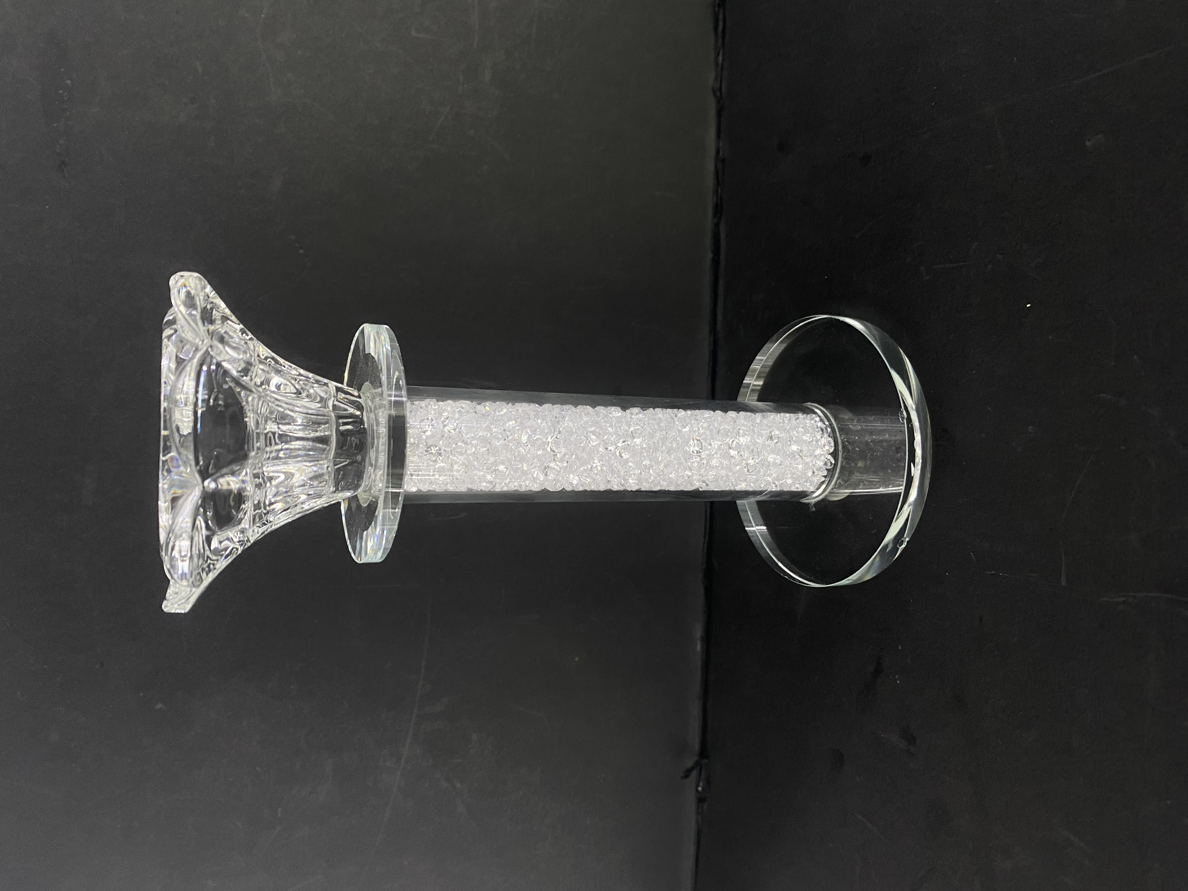 水晶工艺品摆件中间柱子灌白碎钻烛台头是花头经典特色烛台摆件创意礼品工艺品摆件