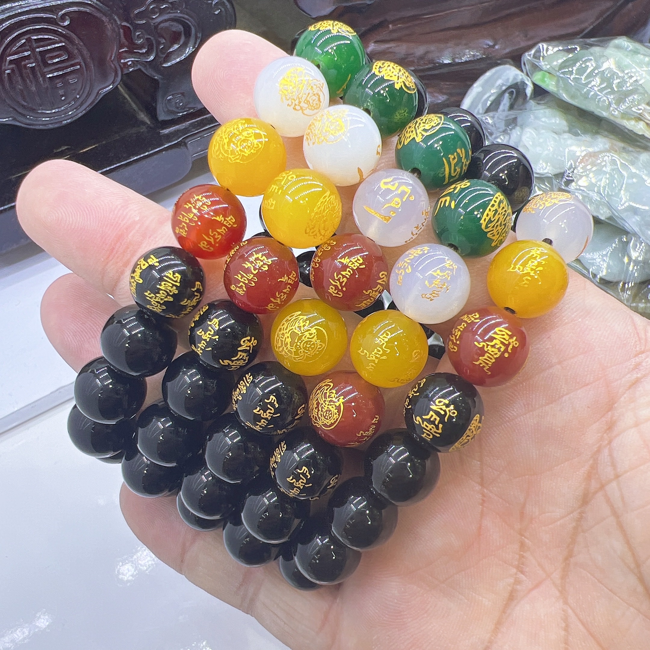 Five Paths God of Wealth Obsidian Bracelet for men and women, a gift for the Year of one's zodiac sign, bringing abundant wealth Specification image