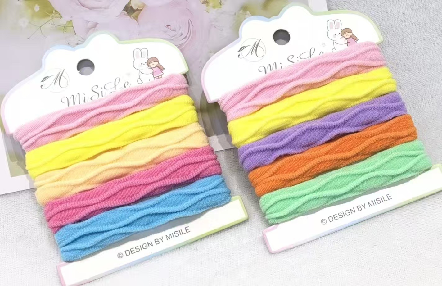 时尚百搭个性流行小资精致002盒装高弹5根提花毛巾圈（黑咖彩）白底实物图