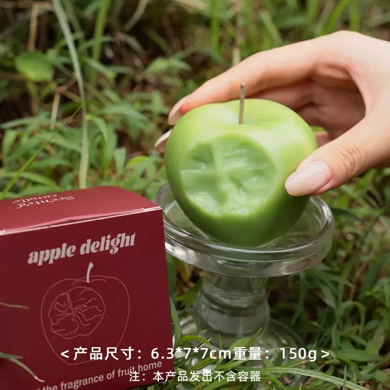 Fruit ornaments, hand-painted apple-shaped scented candles, bite into a bite of fruit, high-end creative festival gifts detail image 5