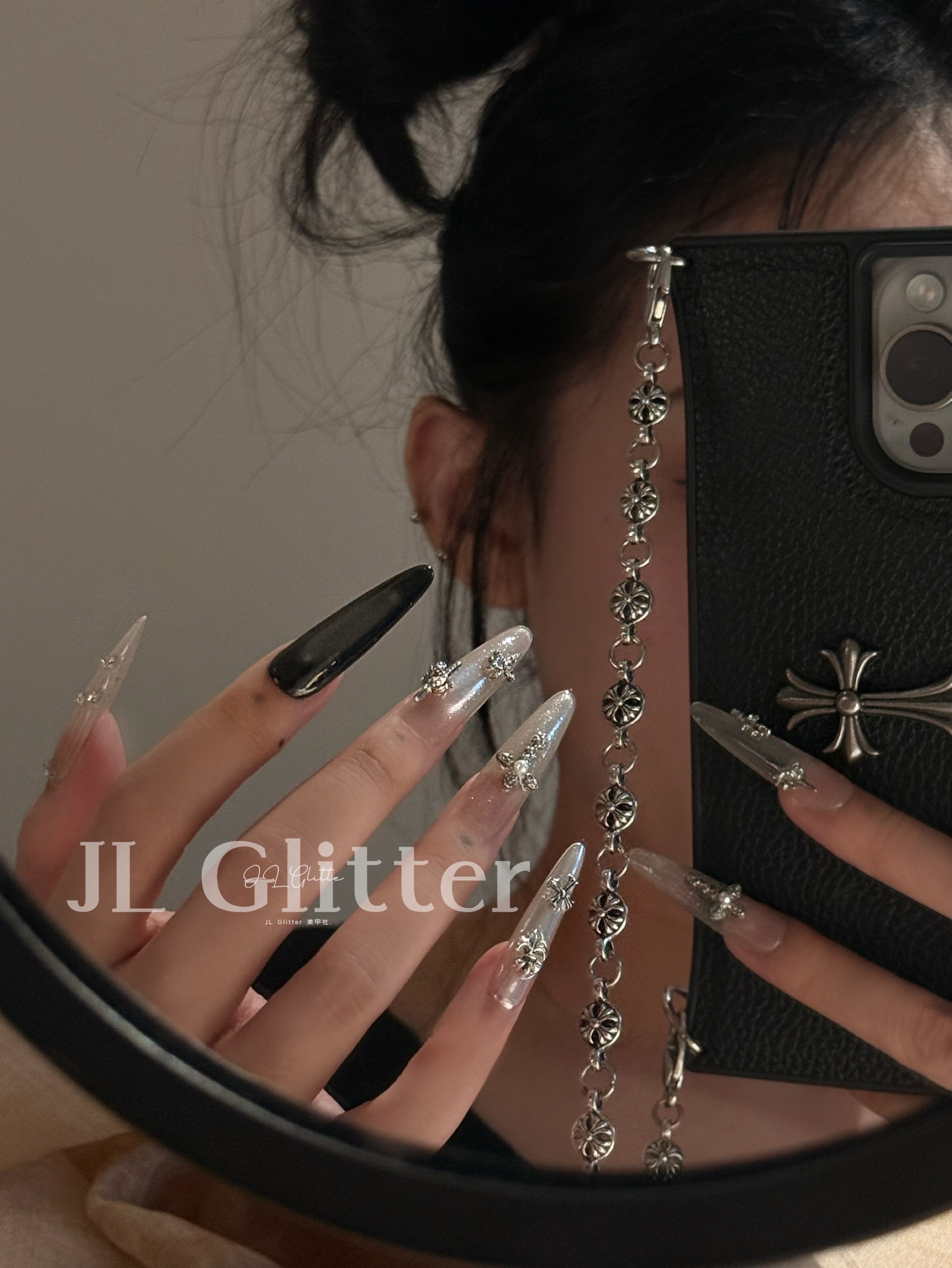 JL Glitter's new handcrafted wearable armor is a high-end sweet and cool ladygirl nail art with dark cat eyes Specification image