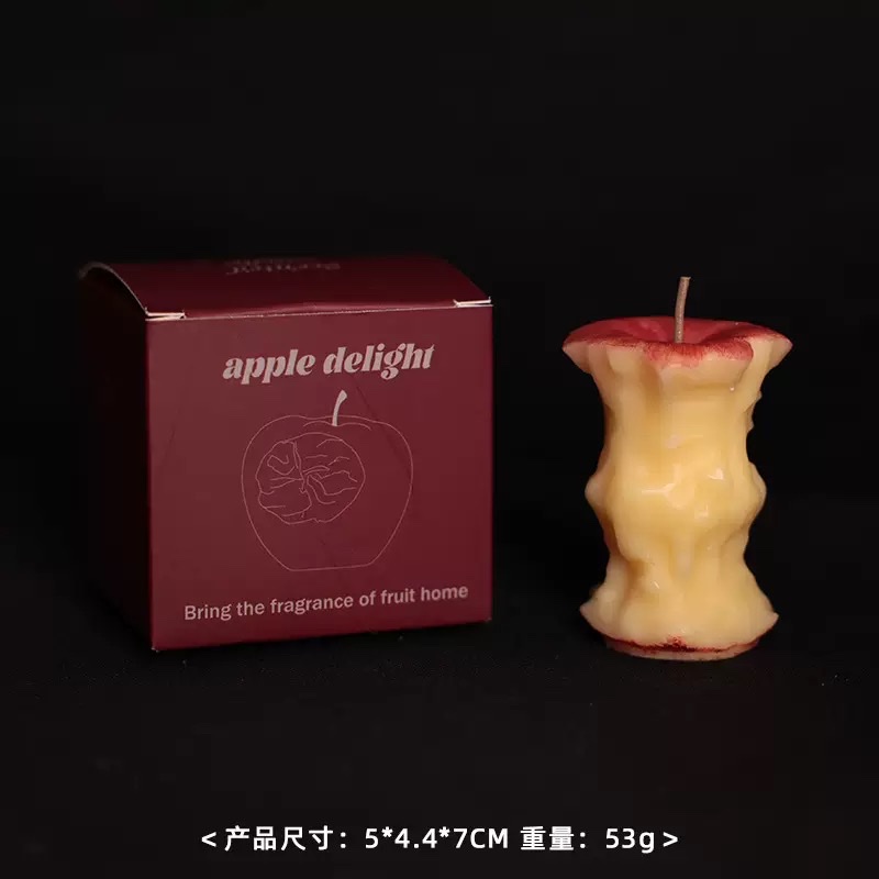 Fruit ornaments, hand-painted apple-shaped scented candles, bite into a bite of fruit, high-end creative festival gifts detail image 6