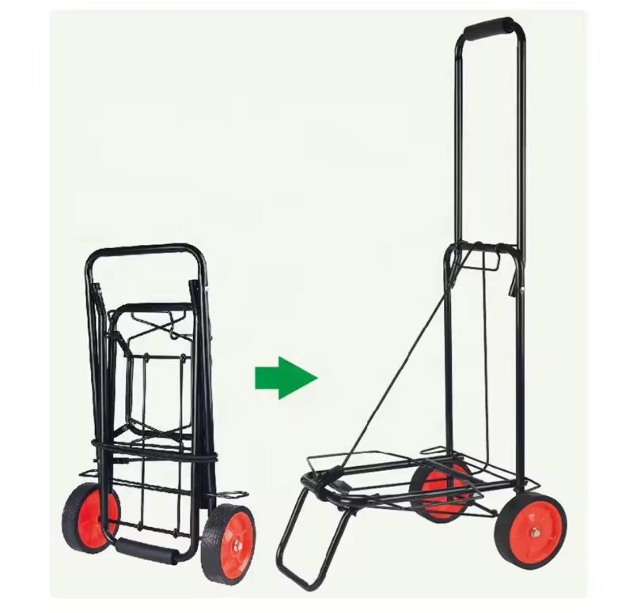 Large Folding Red-Wheeled Small Trolley For Household Express Delivery, Light And Convenient, Hand-Pulled Trolley, Luggage Trolley, Handlebar Trolley, And Grocery Shopping Trolley details Picture