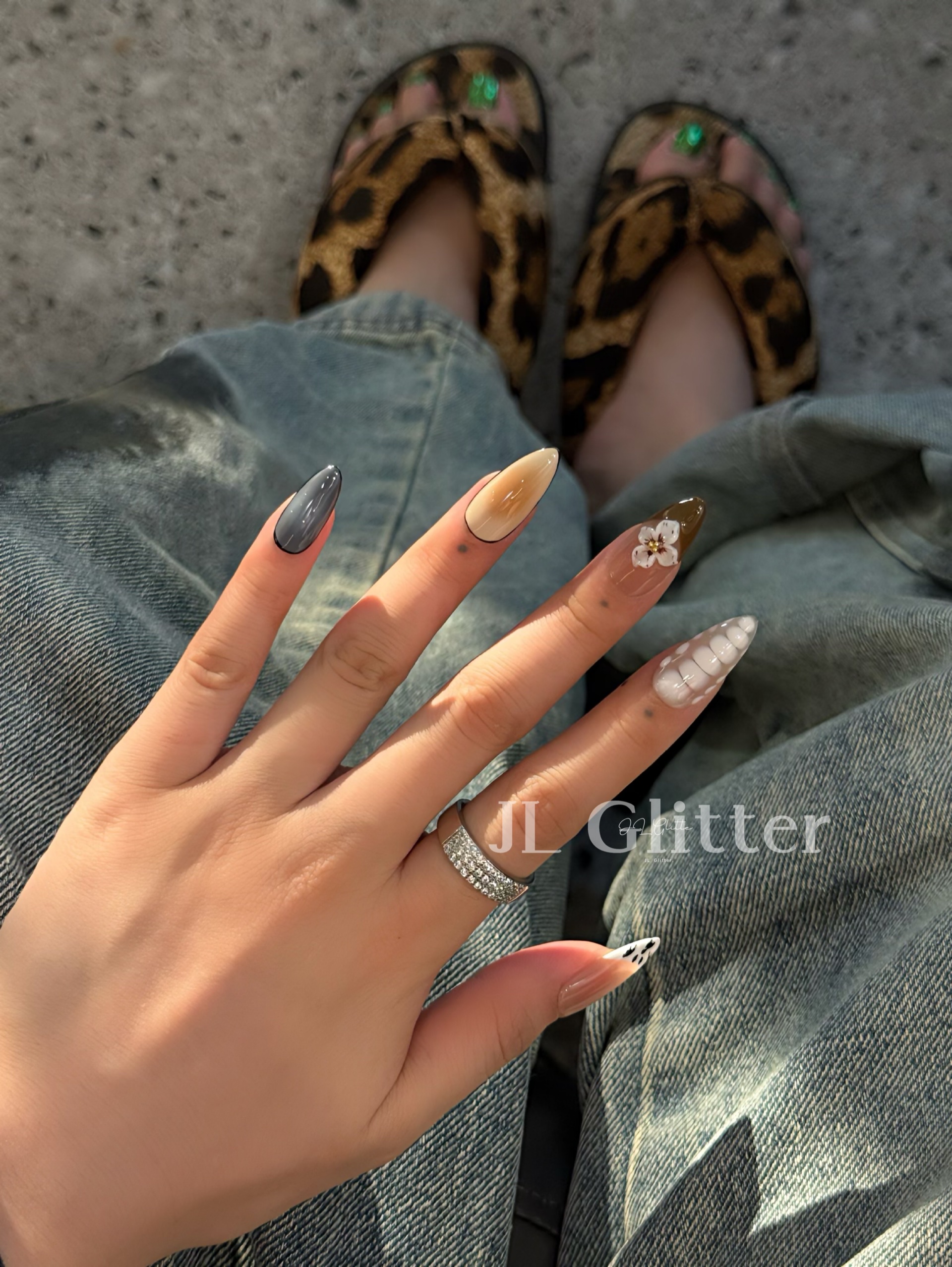 JL Glitter's unique handcrafted nail art with French carvings has gone viral on Instagram. Handcrafted nail art design detail image 4