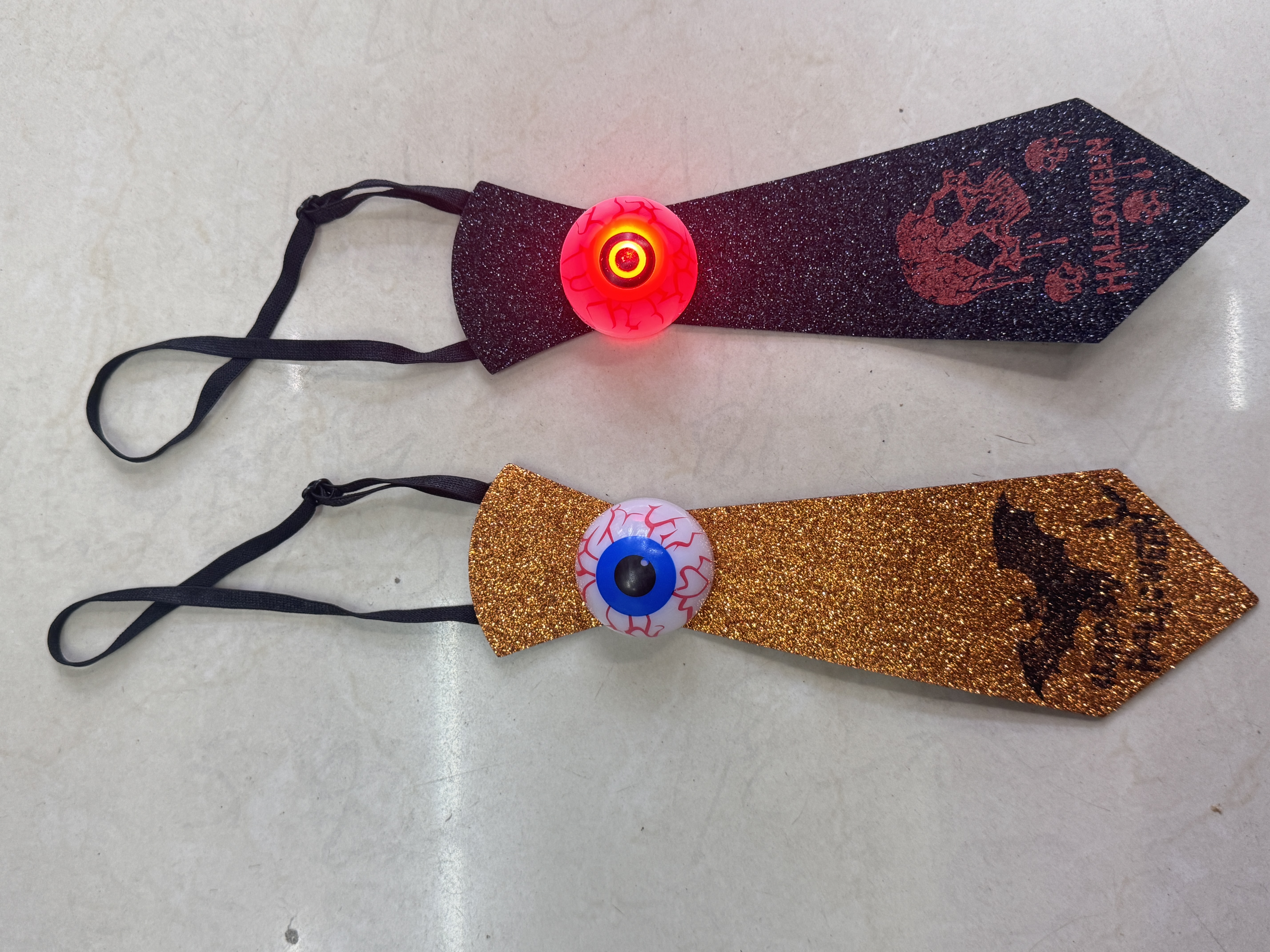 万圣节领带，眼珠领带，带灯腰带