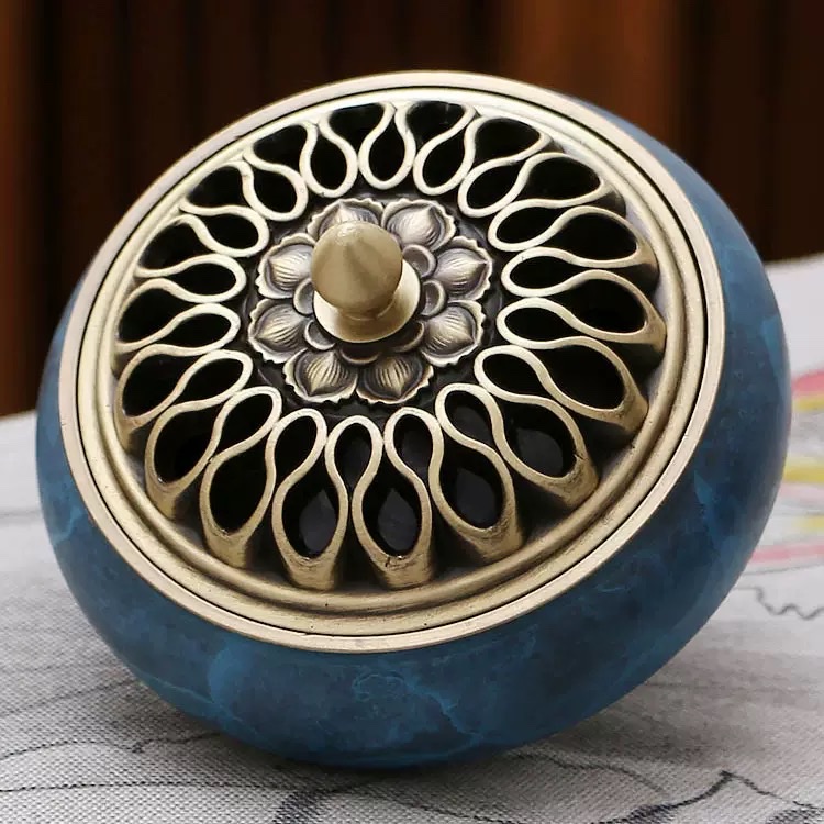 铜香薰摆件香炉香薰炉Incense香炉香薰器家居装饰品简约雅致烧蓝香炉大全家用禅意熏香炉三足宣德炉中式香薰炉铜香炉一件起批