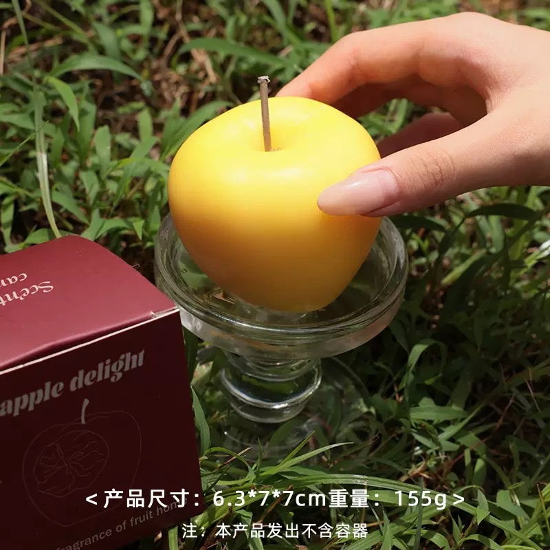 Fruit ornaments, hand-painted apple-shaped scented candles, bite into a bite of fruit, high-end creative festival gifts detail image 1