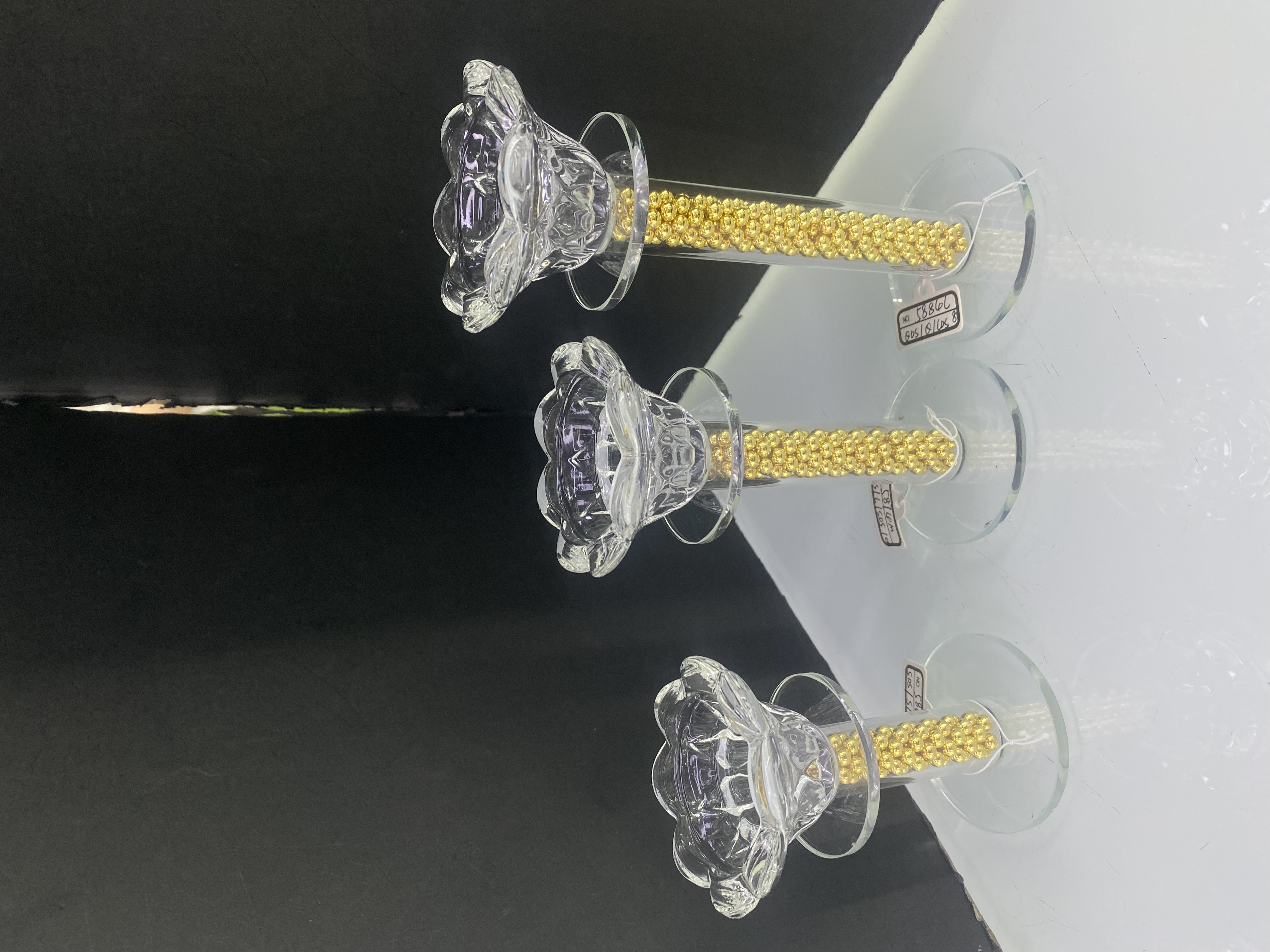 水晶工艺品烛台金珠摆件珠子灌金珠烛台天花头烛台经典三个尺寸水晶工艺品摆件装饰创意礼品
