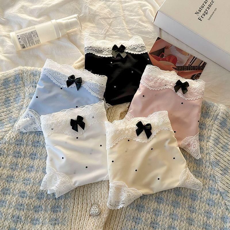 Lace ice silk underpants for women, seamless mid-waist, hip-lifting, 10A antibacterial pure cotton fabric, comfortable, skin-friendly and breathable, teenage triangle pants Specification drawing