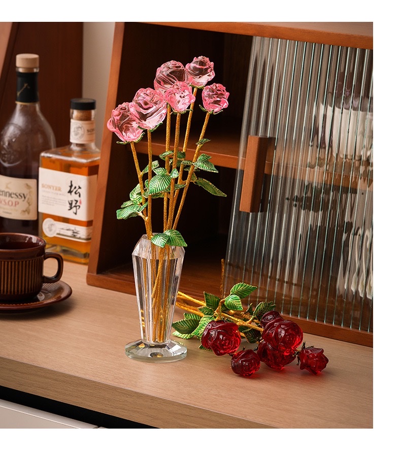 Crystal glass handicrafts, rose ornaments, crystal Application Scenario