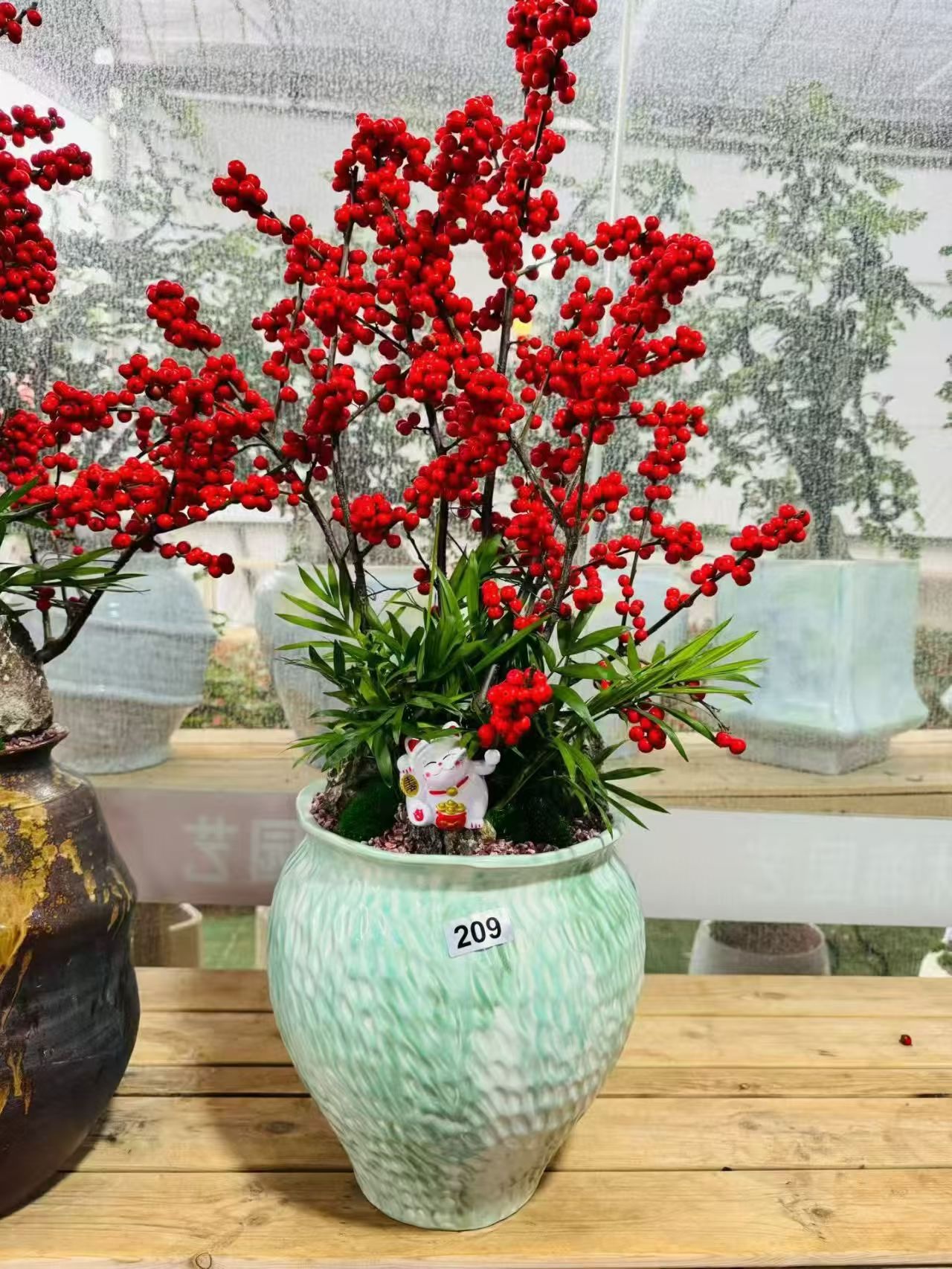 绳子加流苏装饰台式镜子福袋挂饰金属香薰石膏仿真花花环组合仿真花花环