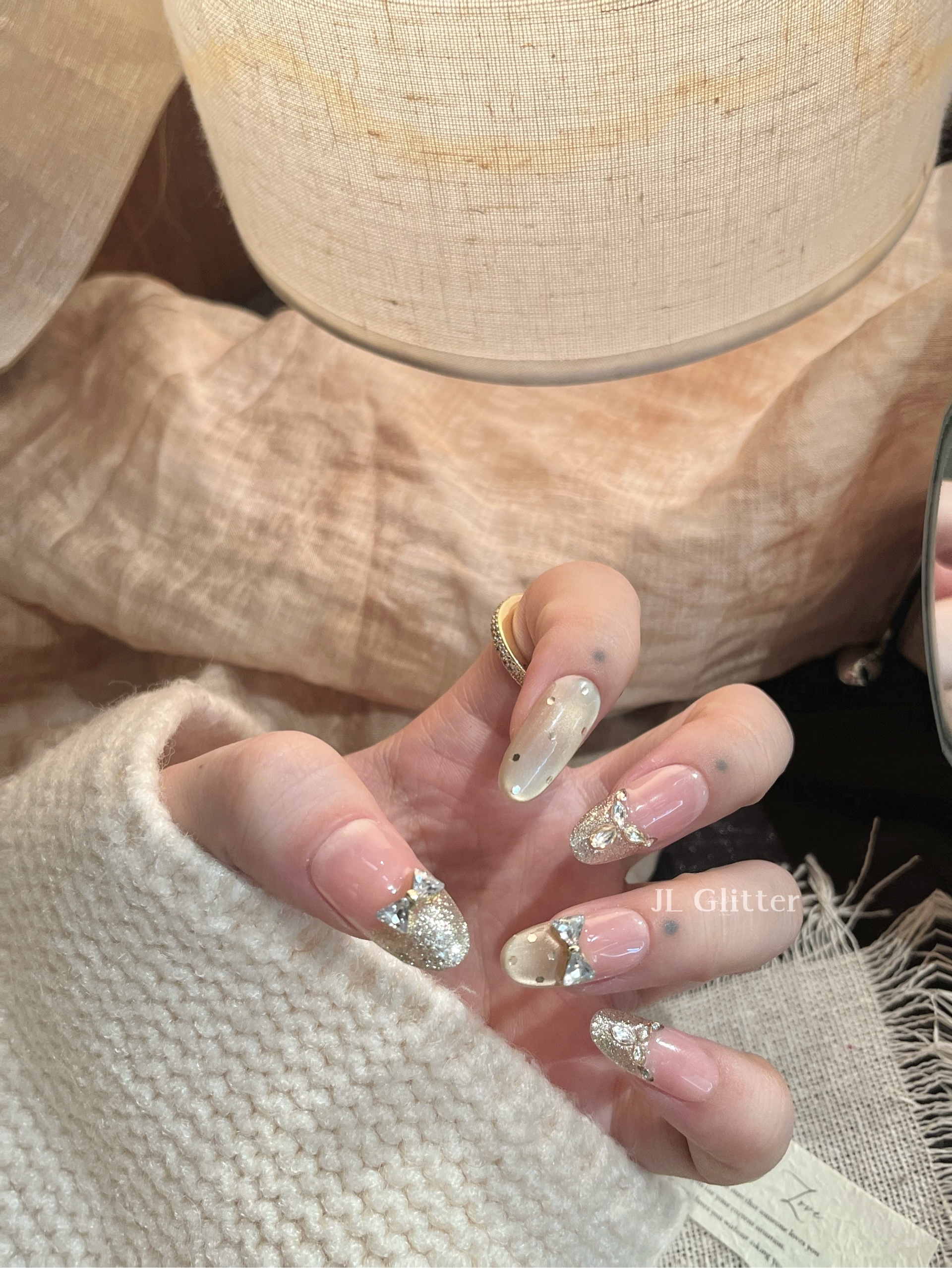 JL Glitter Gentle Style Pure handcrafted wearing armor French bow and small diamond gentle ins Whitening wearing armor