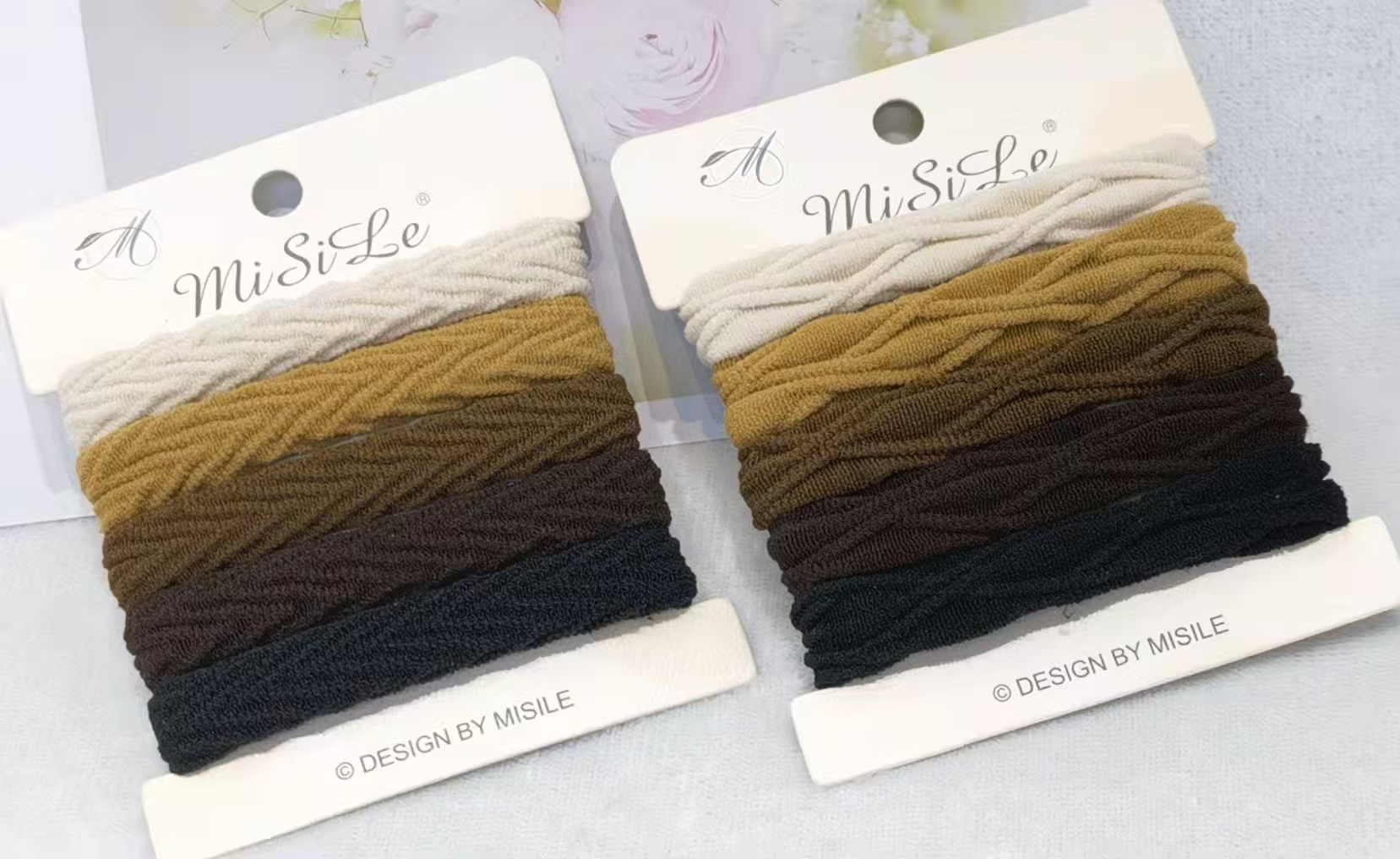 时尚百搭个性流行小资精致002盒装高弹5根提花毛巾圈（黑咖彩）