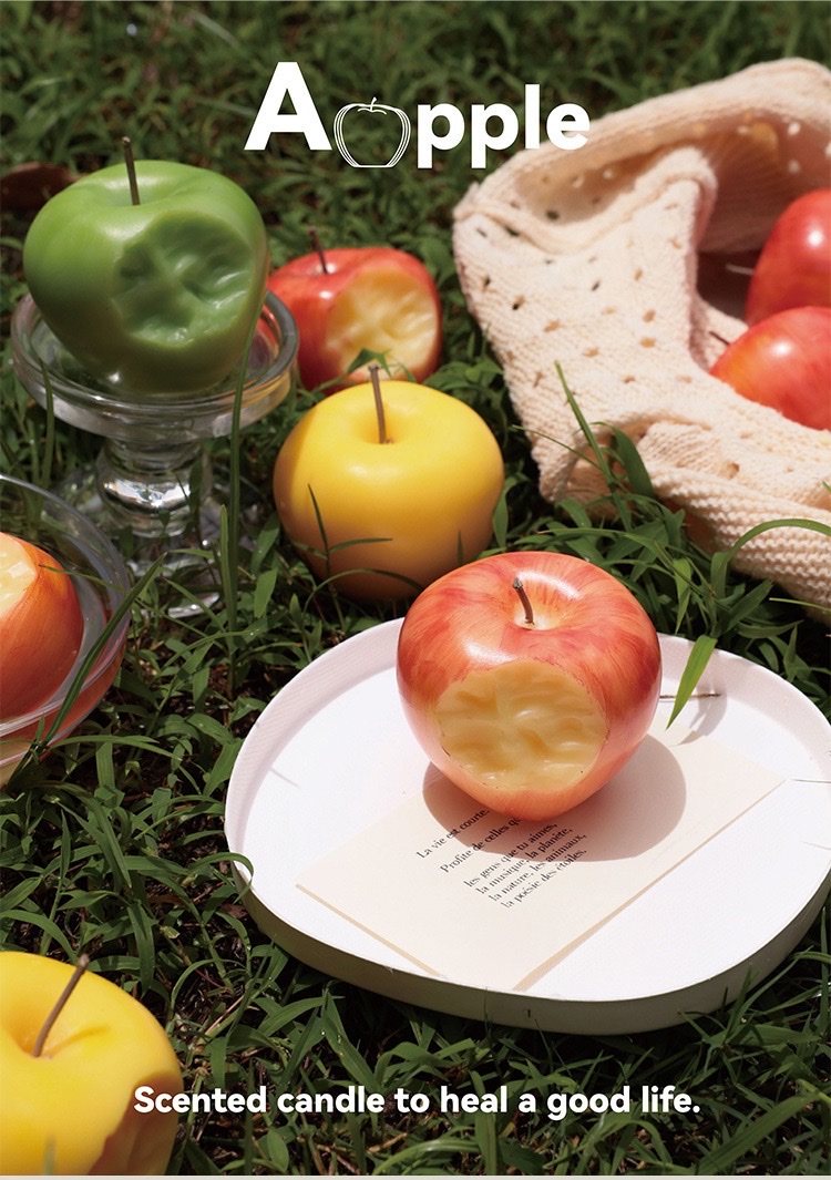 Fruit ornaments, hand-painted apple-shaped scented candles, bite into a bite of fruit, high-end creative festival gifts detail image 12