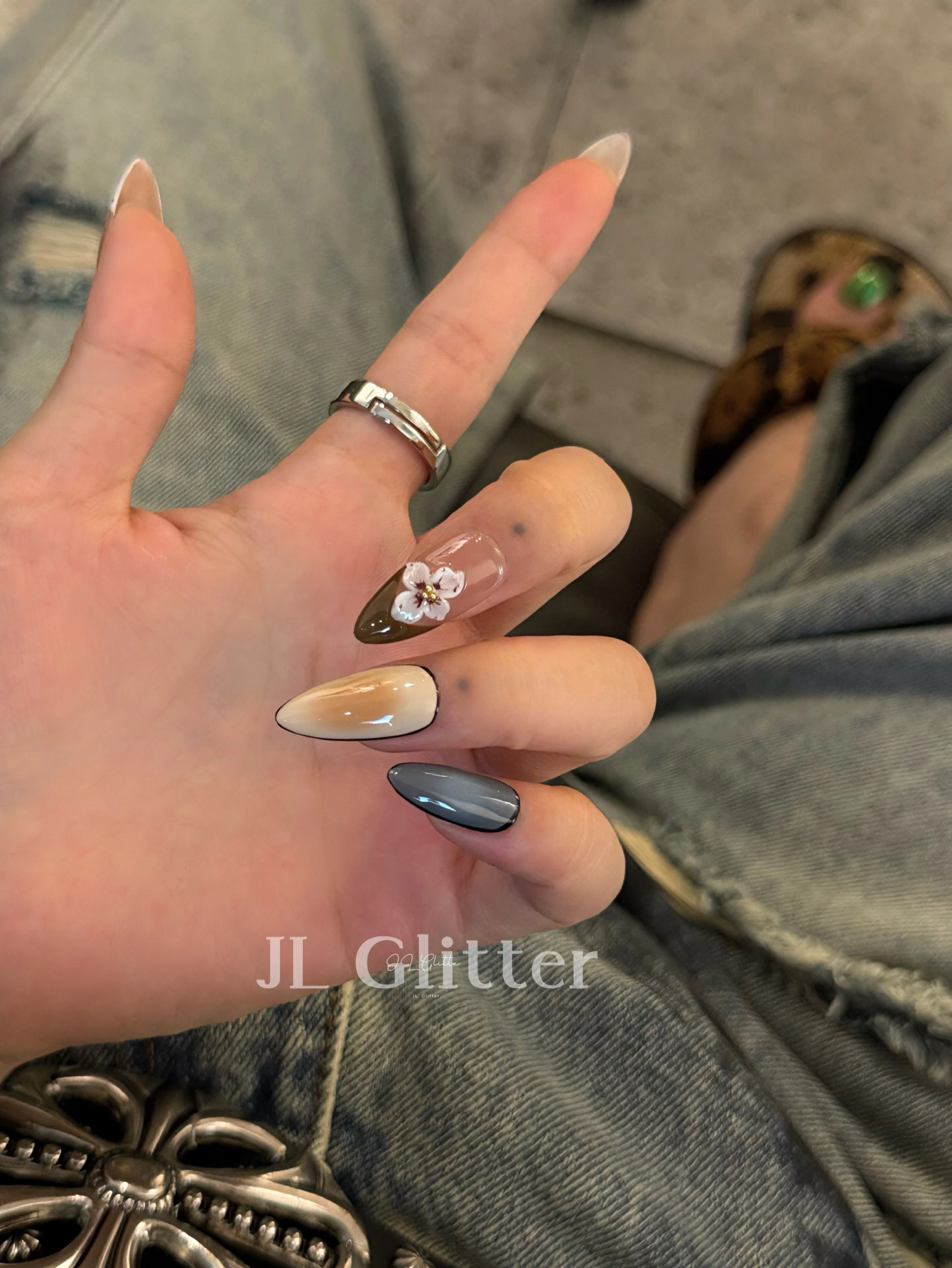 JL Glitter's unique handcrafted nail art with French carvings has gone viral on Instagram. Handcrafted nail art design detail image 6